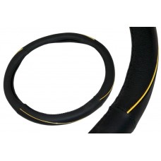 Оплетка руля "ALTEZZA" КОЖАНАЯ SR-6704 (M) черная золотая волна, 37-39см. Подходит на иномарки, ВАЗ 2108-21099, 2110-2112,2113-2115