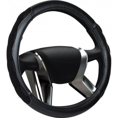 Чехол руля кожаный Nebraska черный М