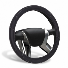 Оплетка на руль SENATOR SPARKS экокожа софт тач перф-ная со стег-ной кожей,строчка серая M /черный/