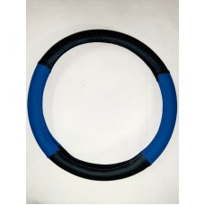 Оплетка кожзам гладкая+перфорированная черно-синяя размер М (37-39) Юран