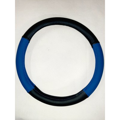 Оплетка кожзам гладкая+перфорированная черно-синяя размер М (37-39) Юран