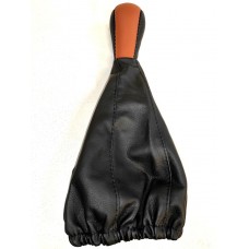 Ручка КПП универс.черно-коричневая с черным чехлом, экокожа