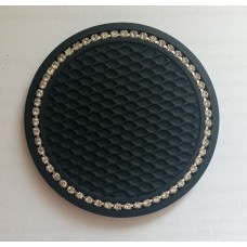 Коврик в подстаканник СО СТРАЗАМИ чёрный (диаметр 70mm) D202