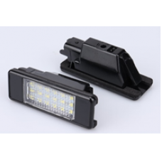 Светодиодные фонари подсветки номерного знака для PEUGEOT, CITROEN, MERCEDES-BENZ 3W 12V (компл - 2 шт) OEM: 2626189965, 265108990A, 26510JD00A, 265103BB0A, 26510AU300, 26511AU310, 6398200256, 9069062100 PZD0079