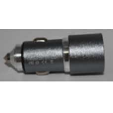 Зарядное устройство USB универсальное с подсветкой BLUE(2 разъёма USB выход:2.4 A/2.4 A 5V,вход:DC12V/24V,материал:алюминий)цвет:серебристый размер:26mm*63mm J001