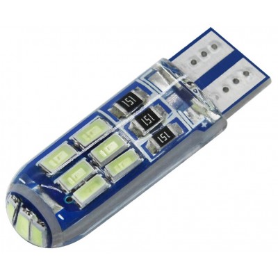 Светодиод T10 NEW 15 COB SILIKON 12V WHITE V0171