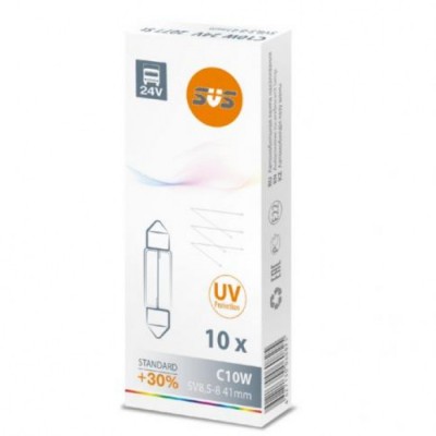 SVS. Лампа накаливания 0200077000 24V C10W 5W SV8,5-8 41mm