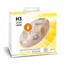 SVS. Комплект галогенных ламп серия Yellow 3000K 12V H3 55W+W5W yellow, комплект 2шт. Ver.2.0 0200094000 