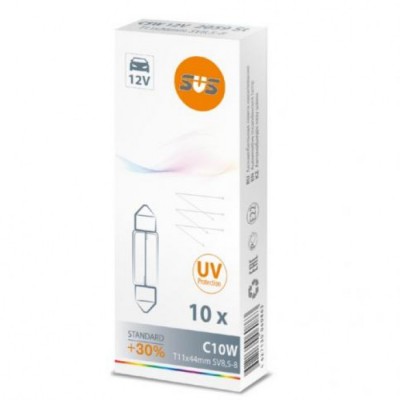 SVS. Лампа накаливания 0200060000 12V C10W T11x44mm SV8,5-8