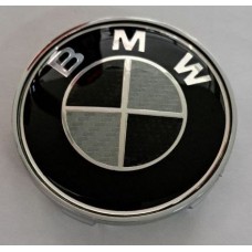 BMW (d-68mm) Колпачок на ступицу литого диска с логотипом (Чёрно/Белый) Карбон (68x64x11) 01364