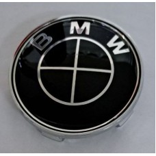 BMW (d-68mm) Колпачок на ступицу литого диска с логотипом (Чёрный/Чёрный) (68x65x11) 01365/350