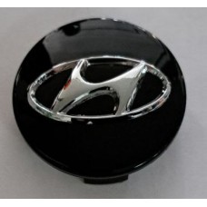 Hyundai (d-60mm) Колпачок на ступицу литого диска с логотипом (Чёрный) (60x57x13) б/п 01369