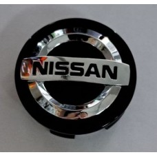 NISSAN (d-60mm) Колпачок на ступицу литого диска с логотипом (Чёрный-Хром) (60x57x15) 01425